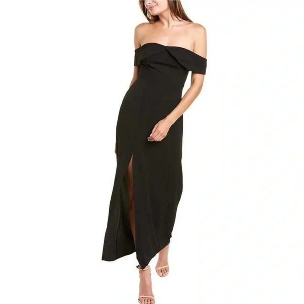 Show Me Your Mumu The Upton Off Shoulder Maxi Black Dress w/ side Slit size S